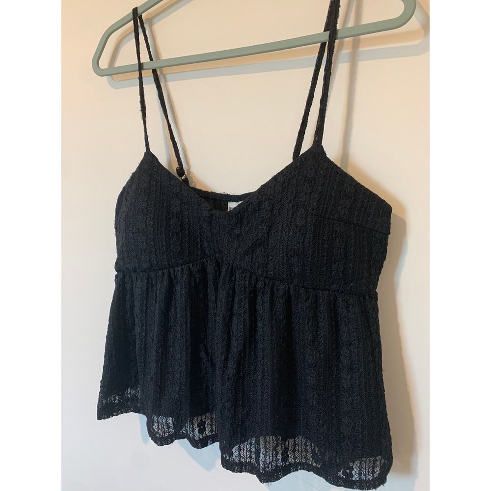 No Boundaries Babydoll Lace Crop Top Juniors Size XL Y2K Black Goth Witchy Punk